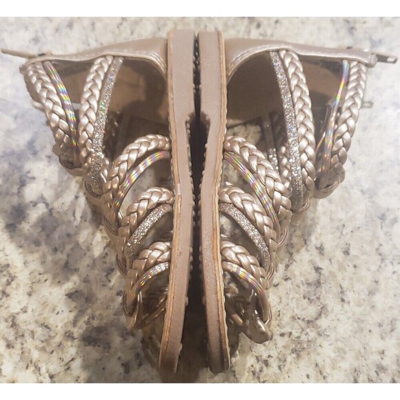 SEYCHELLES Little Girl Gold Shimmer Strappy Sandals Size‎ 7, Very Gently Used - Picture 6 of 9